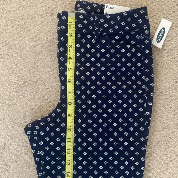 OLD NAVY Pixie High Rise Pants Size 4 NWT Secret-Slim Pockets Cotton Blend Navy - Picture 10 of 15